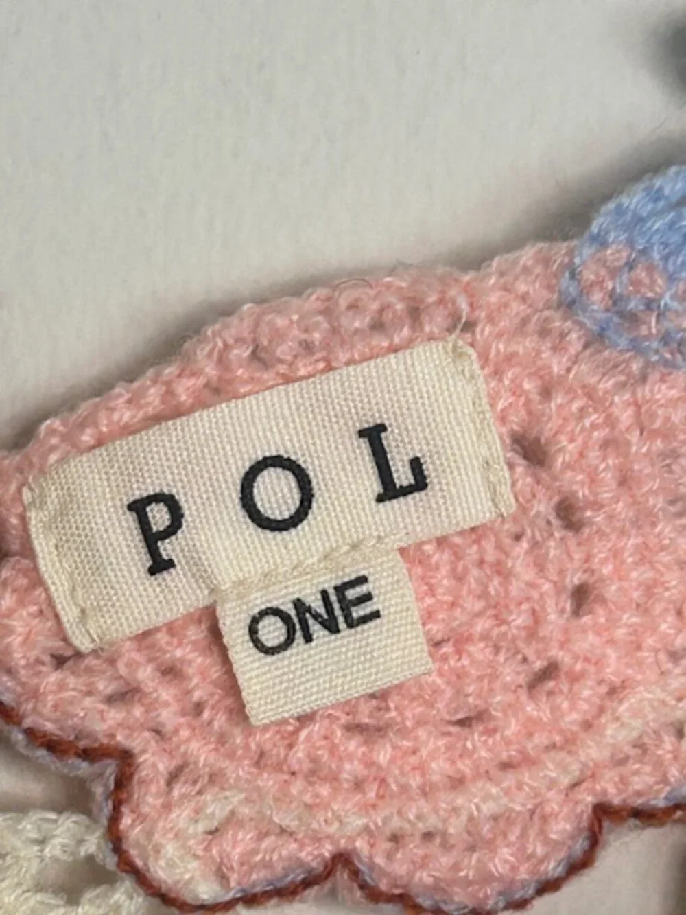 POL Ivory Pink Hand Made Crochet Motif Weaved Heart Neck Cropped Knit Top NEW - Picture 3 of 16